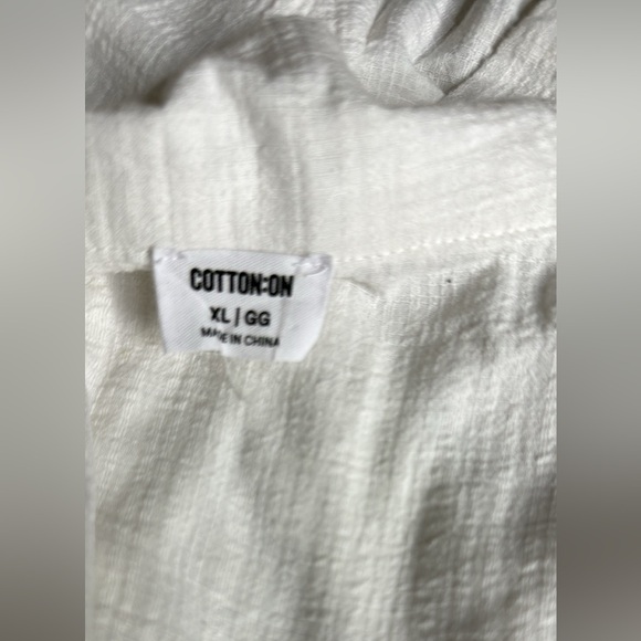 Cotton On White Button Down Shirt Coconut Shell Buttons Size XL EUC - Picture 6 of 7